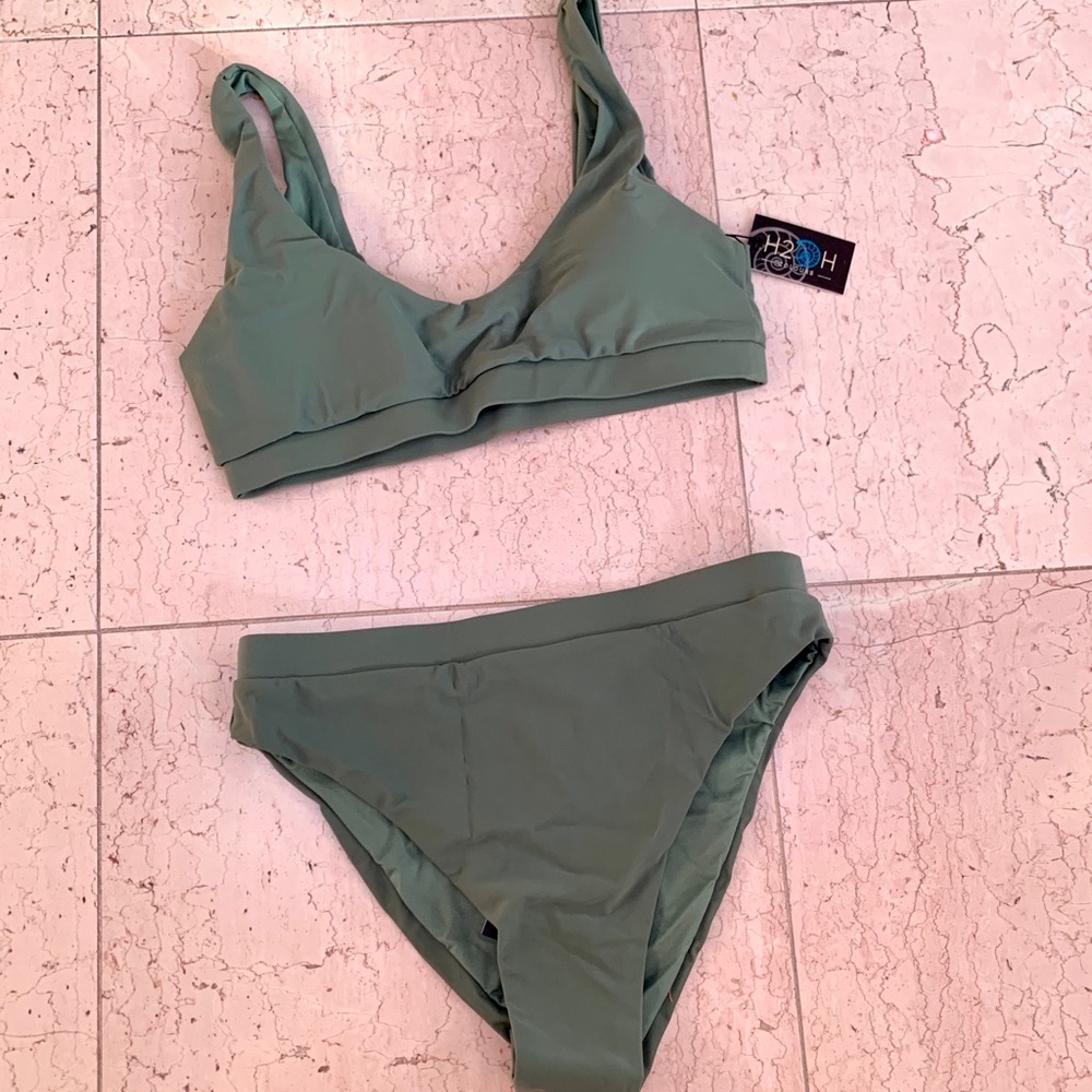H2oh High Waisted Bikini in Olive Green